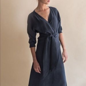 Norte Navy Finisterre Reversible Wrap Midi Dress
